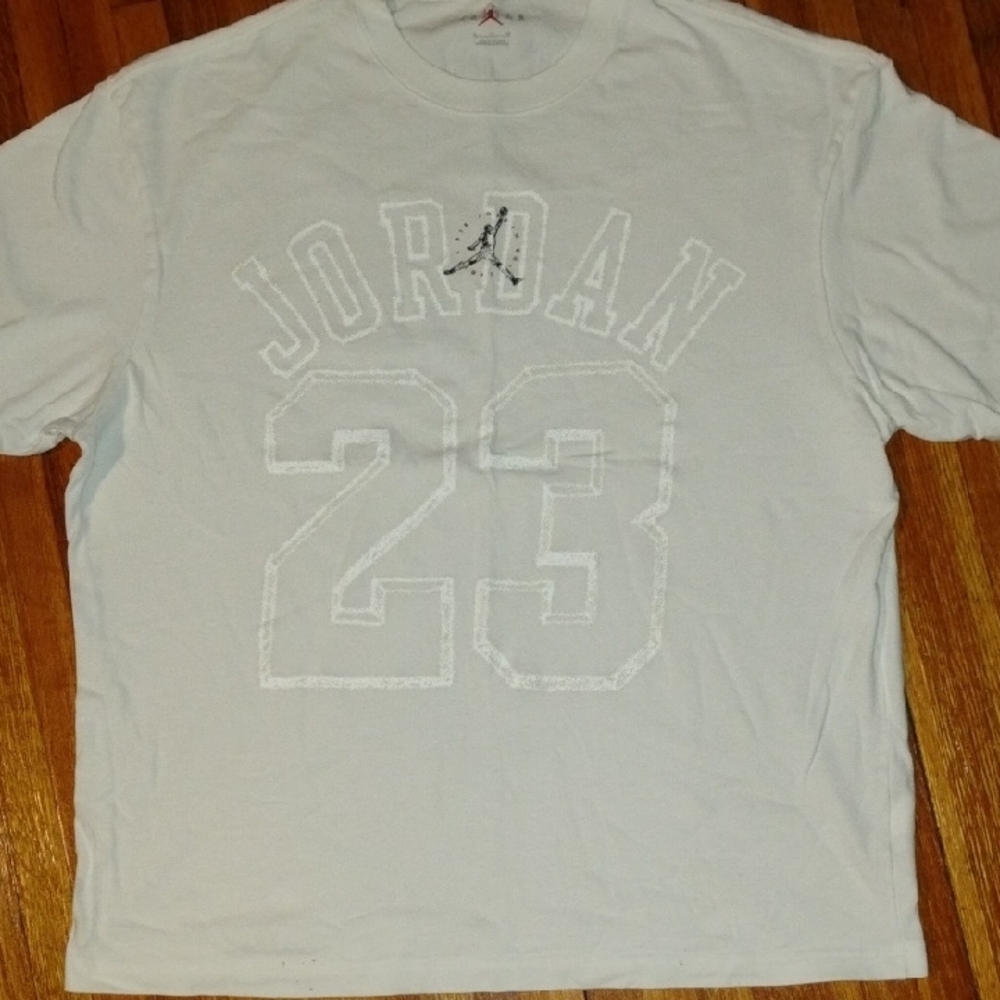 Jordan White Short Sleeve Tee with Textural Graphic